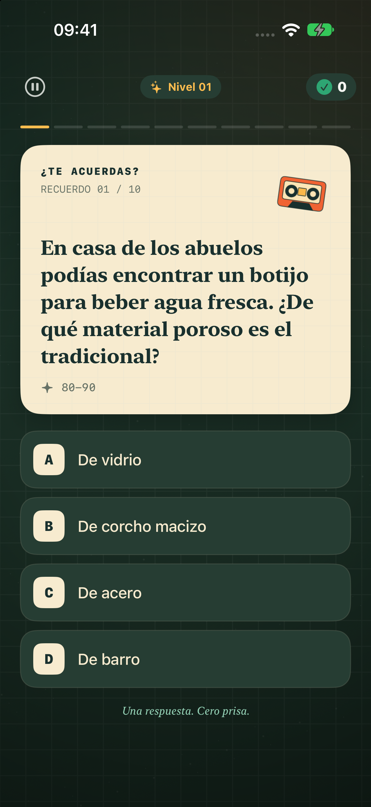 Pantalla de una pregunta del trivial Víctimas de la EGB